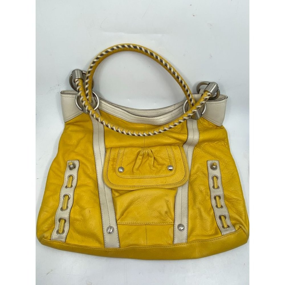 B. makowsky Yellow Leather Shoulder/ Handbag - Picture 2 of 14